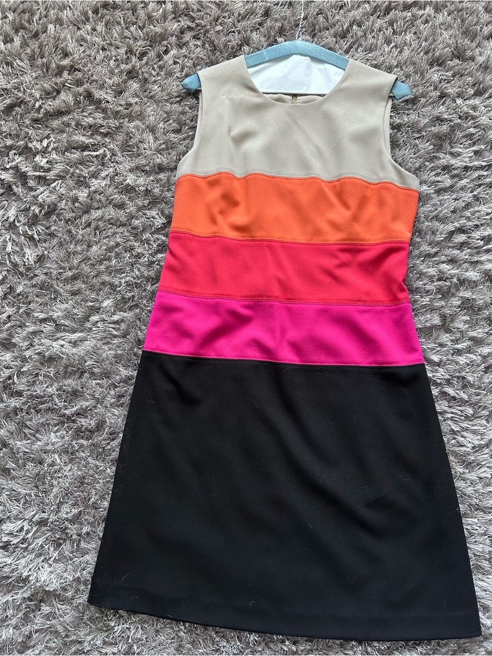 Calvin Klein Neutral Beige Dress with Gold Zipper